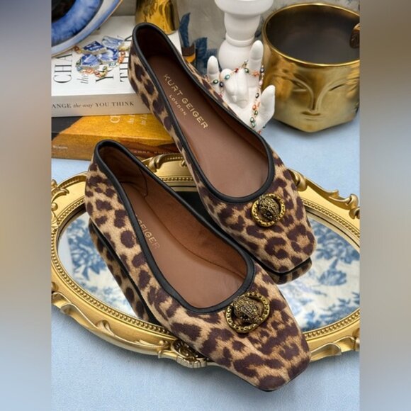 🆕 KURT GEIGER LONDON 🧿 NWOB Chelsea Leopard Print Ballet Flat, Sz 37 US 7 - Picture 9 of 16